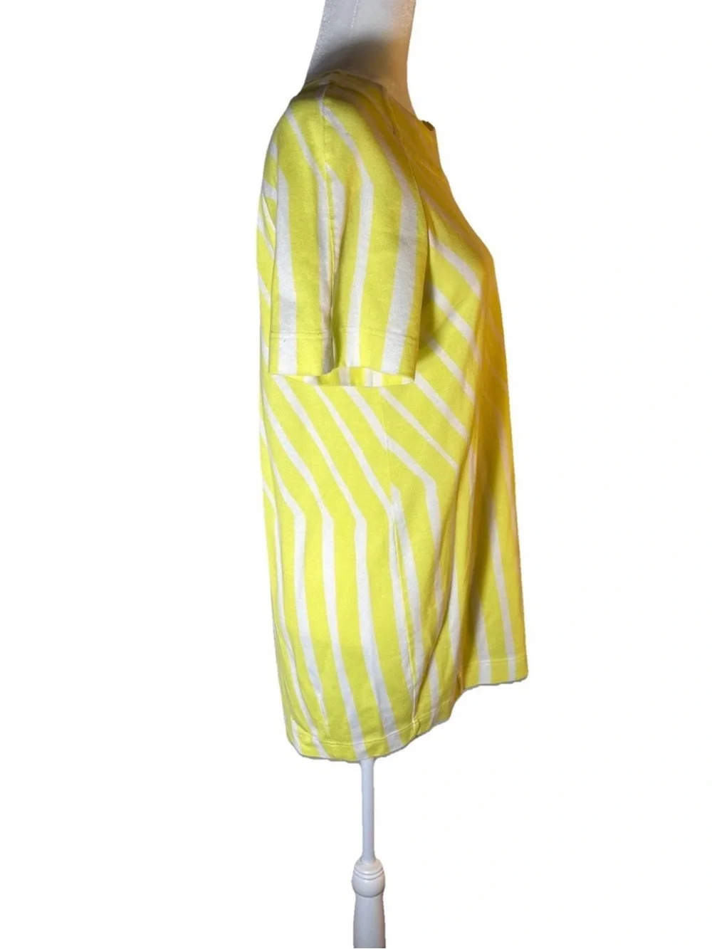 Marimekko Yellow and White Striped Mini Dress Raglan Cotton - S